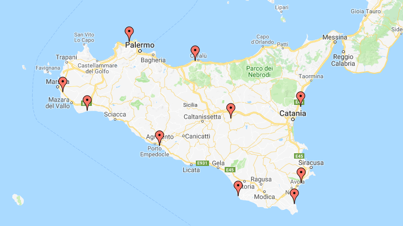 mappa campeggi Sicily Camping Tour - Convenzione Tessera Turit